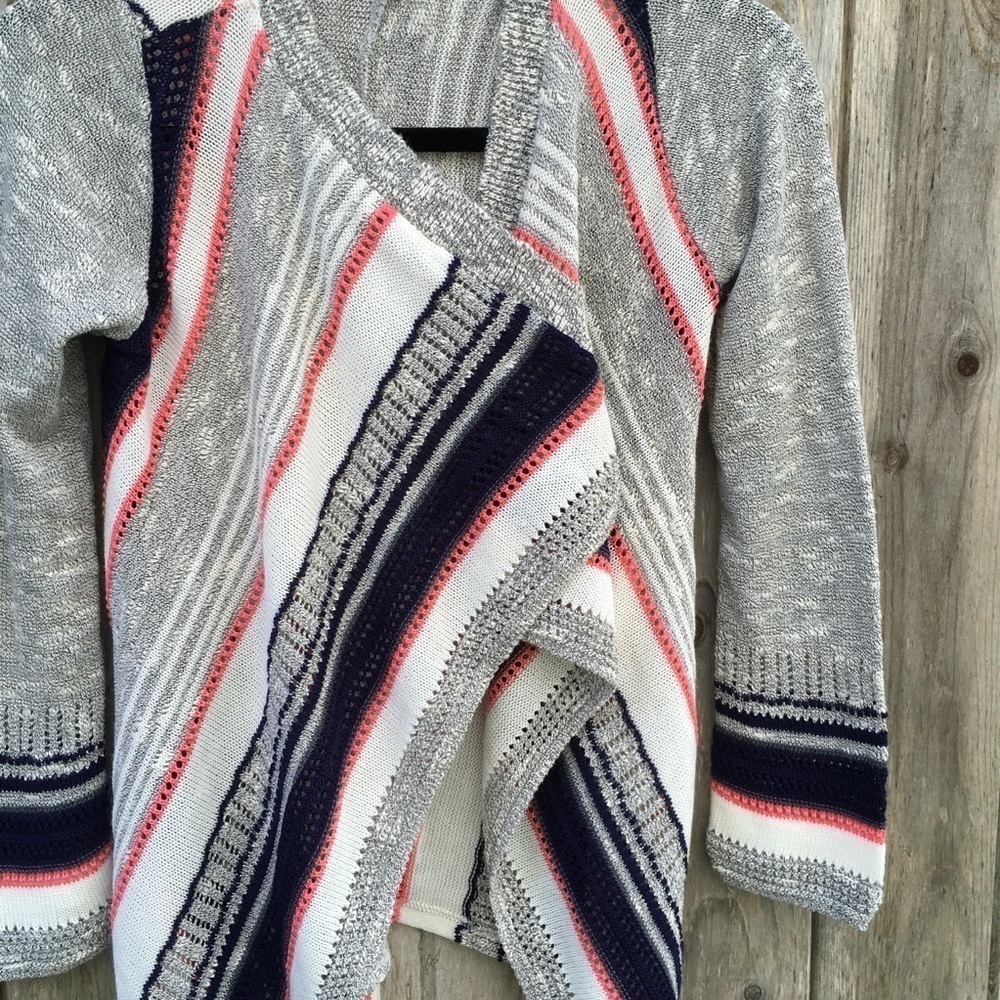 NEW Say What Striped Lightweight Printed Cardigan Sweater - Picture 5 of 6